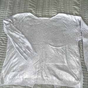Dina Tricot NWOT silver coated back slit boat neck oversized sweater